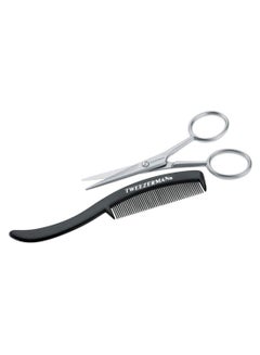 Gear Mustache Scissors With Comb Black/Silver