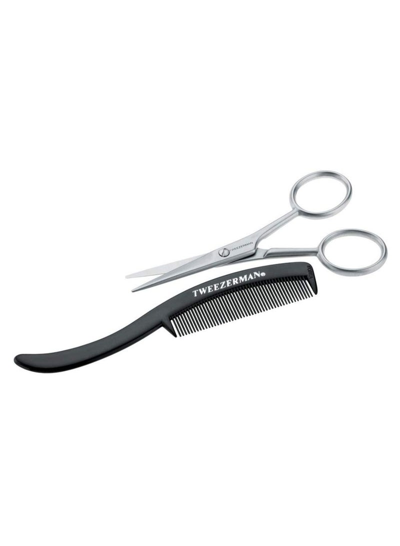 Tweezerman - Gear Mustache Scissors With Comb Black/Silver - Image 1