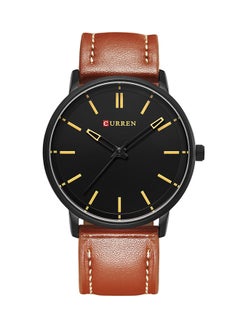 Men's Leather Analog Wrist Watch M-8233-1 - 42 mm - Brown