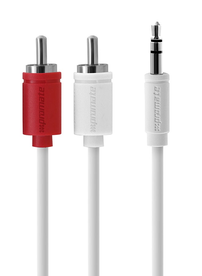 PROMATE Premium 3.5mm To 2-RCA Audio Cable White - Image 1