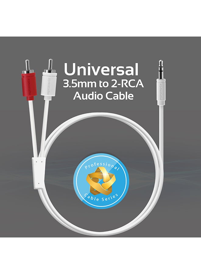 PROMATE Premium 3.5mm To 2-RCA Audio Cable White - Image 2