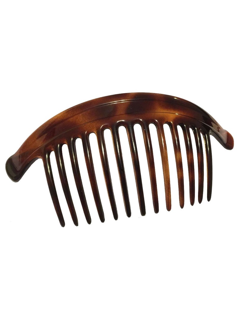 Parcelona 2-Piece 13-Teeth Interlocking Side Hair Comb Set Brown 7inch - Image 1