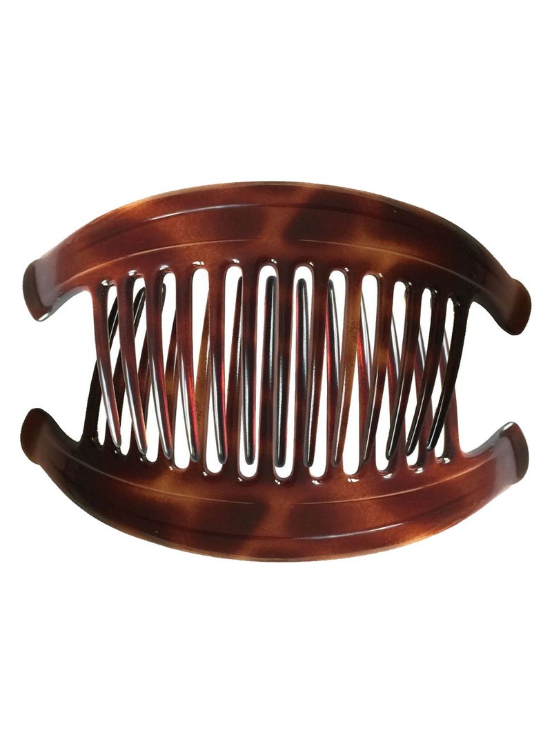 Parcelona 2-Piece 13-Teeth Interlocking Side Hair Comb Set Brown 7inch - Image 3