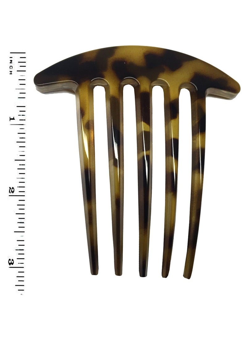 Parcelona 2-Piece Celluloid Light Tortoise Shell Hair Comb Set Brown 3inch - Image 3