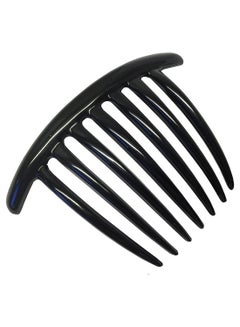 Parcelona 2-Piece 7-Teeth Celluloid Side Hair Comb Set Black 3.9inch  - Image 1