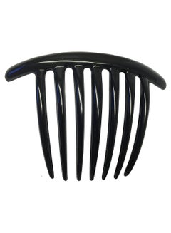 Parcelona 2-Piece 7-Teeth Celluloid Side Hair Comb Set Black 3.9inch  - Image 2