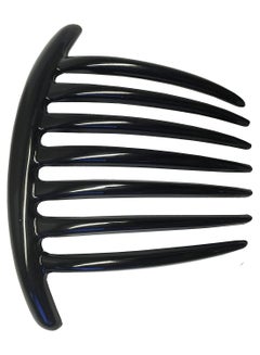 Parcelona 2-Piece 7-Teeth Celluloid Side Hair Comb Set Black 3.9inch  - Image 3
