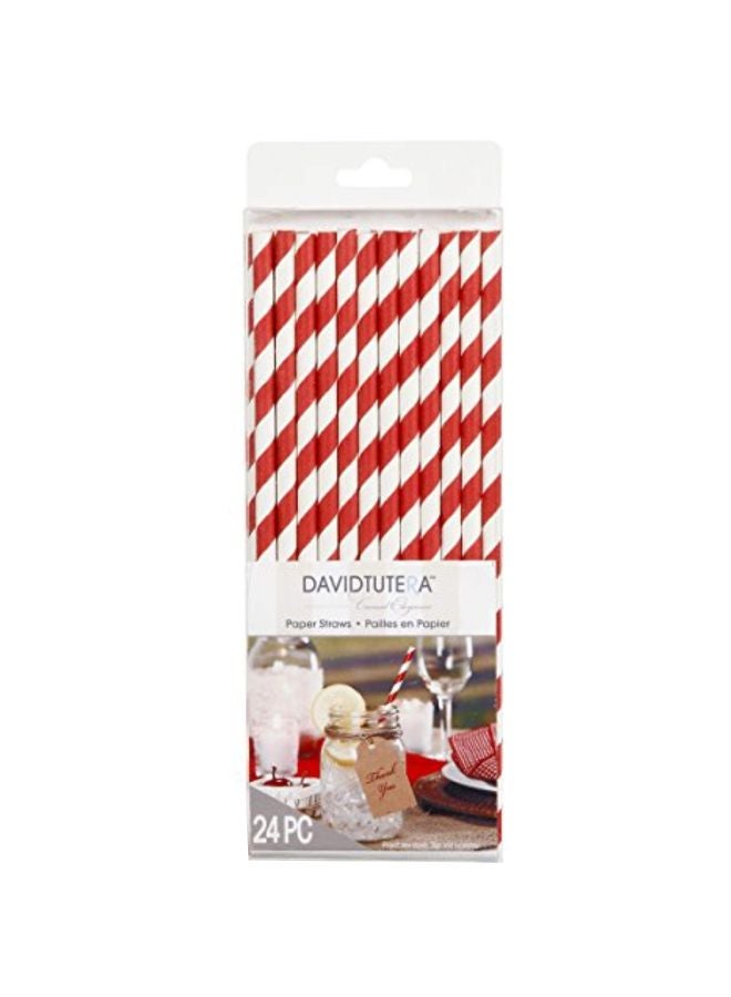 Darice 24-Piece Paper Straw Red/White 7.5inch - Image 1