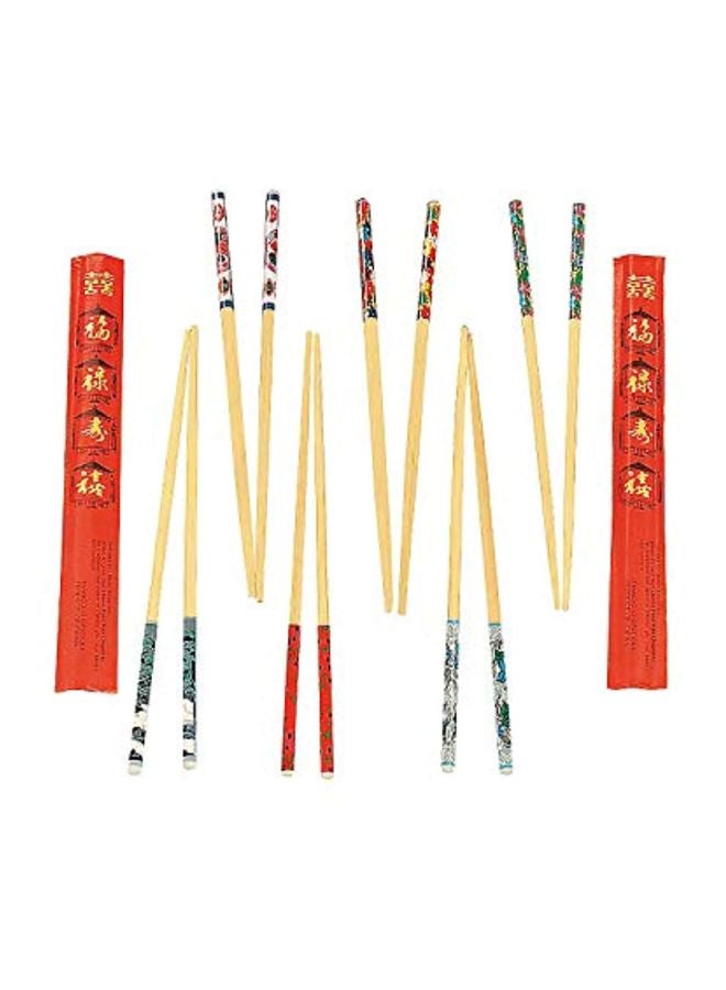Fun Express 12-Piece Decorative Chopstick Beige/Red 8x6x2inch 