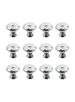 IQUALITE 12-Piece Diamond Shape Crystal Glass Knobs Silver 1.1inch  - Image 1