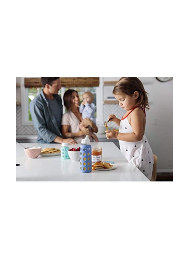 lifefactory Glass Baby Bottle With Protective Silicone Sleeve Blue/White/Clear - Image 3