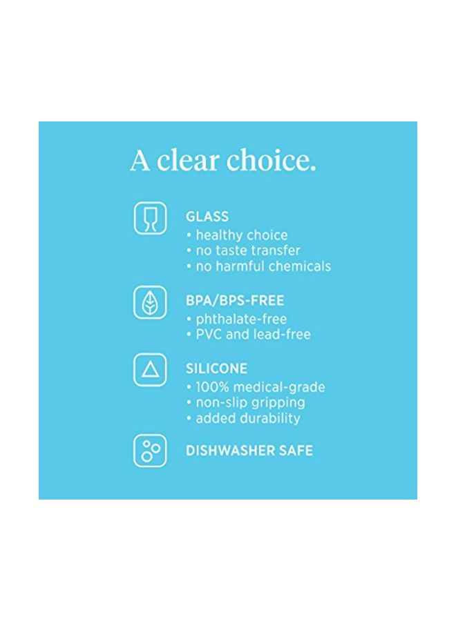 lifefactory Glass Baby Bottle With Protective Silicone Sleeve Blue/White/Clear - Image 4