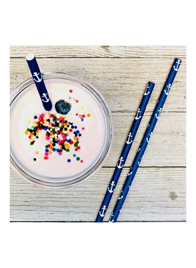 آوتسايد ذا بوكس بيبرز مجموعة ماصات ورقية بنمط مرساة بحرية مكونة من 100 قطعة أبيض/أزرق/بني 7.75x.25بوصة - Image 3