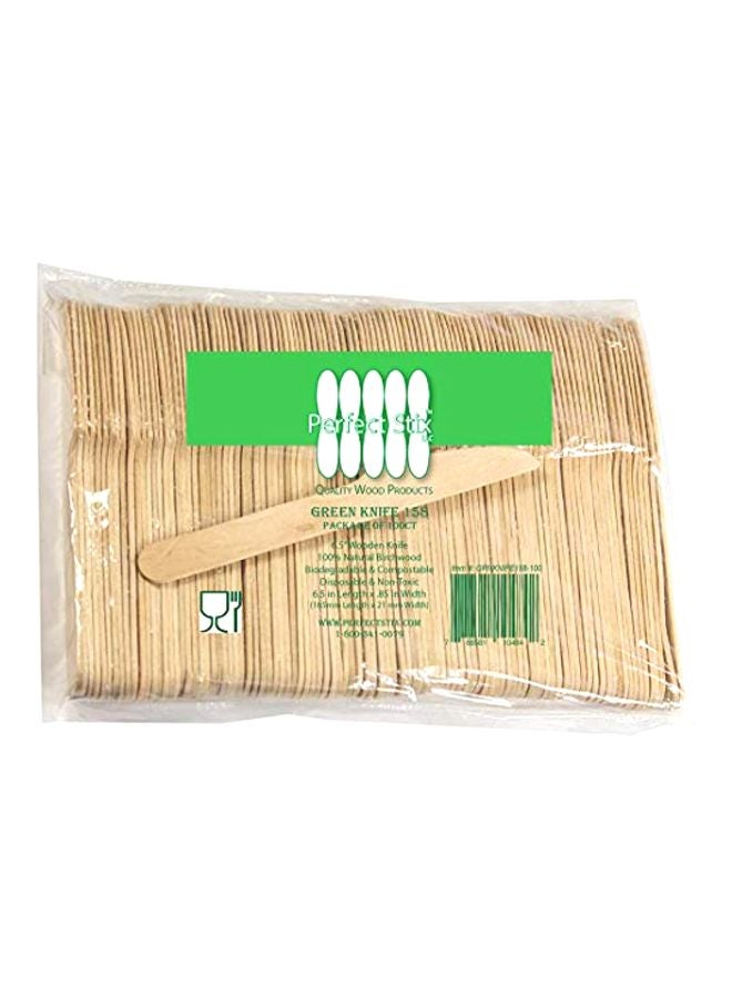 Perfect Stix 100-Piece Wooden Cutlery Knife Set Beige 6inch - Image 1