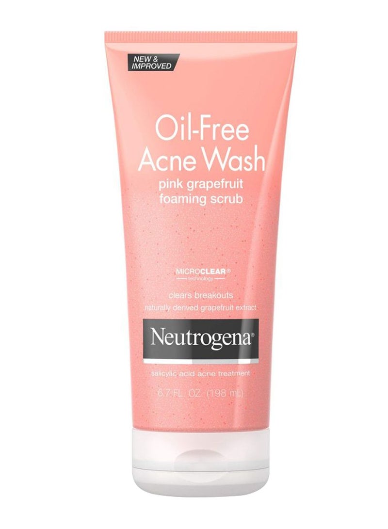 Neutrogena 3-Piece Oil Free Acne Face Pink Grapefruit Foaming Scrub Set 3 x 198ml  - Image 1
