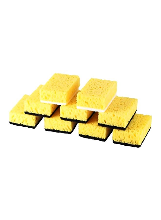Okleen 9-Piece Multi Use Scrub Sponge Yellow/Black 4.3x2.8x1.4inch - Image 1