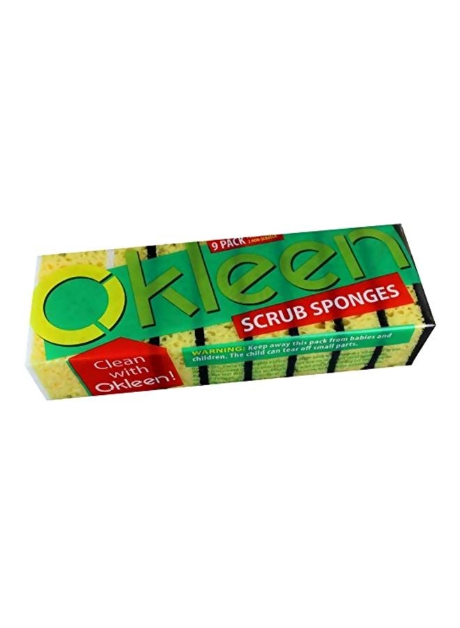 Okleen 9-Piece Multi Use Scrub Sponge Yellow/Black 4.3x2.8x1.4inch - Image 5
