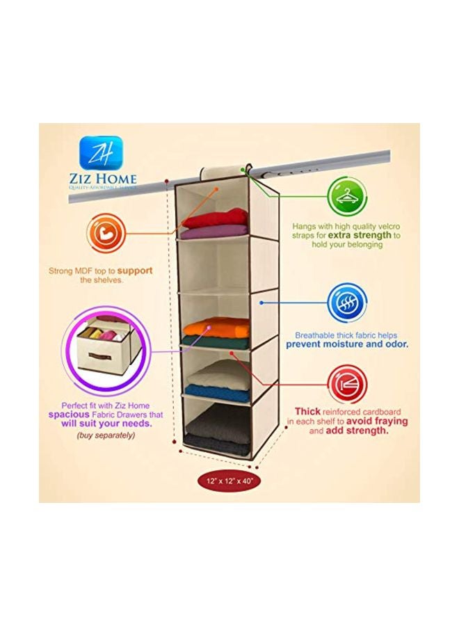 Ziz Home 5 Shelf Hanging Closet Organizer Beige 12x12x40inch  - Image 3
