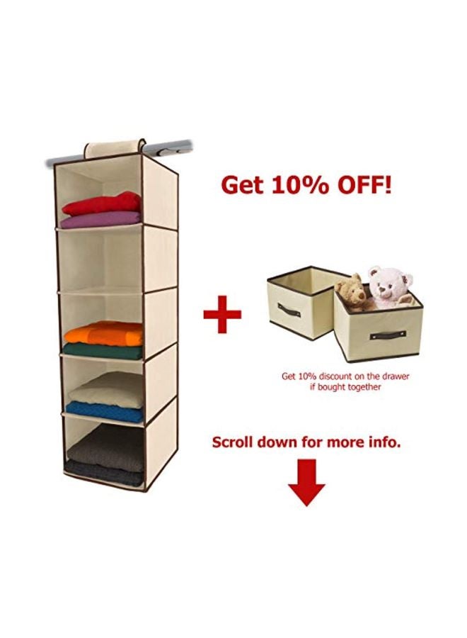 Ziz Home 5 Shelf Hanging Closet Organizer Beige 12x12x40inch  - Image 4