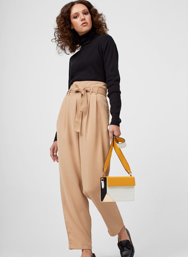 RINA Front Belt Pants Camel - Image 1