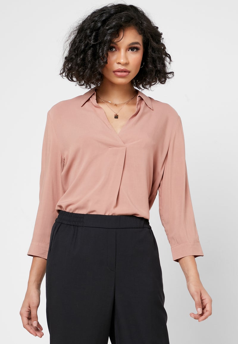 Reserved V-Neck Shirt Brown - Image 1