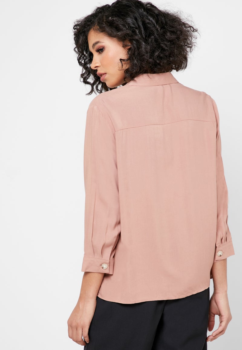 Reserved V-Neck Shirt Brown - Image 2