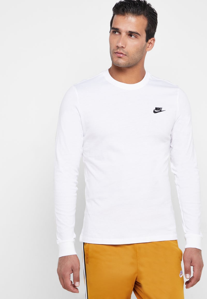 Nike NSW Club Long Sleeves T-Shirt White  - Image 1