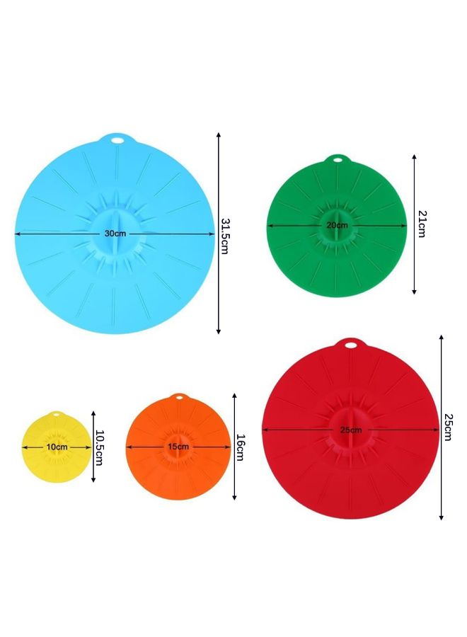 طقم أغطية مطاطية من السيليكون من 5 قطع متعدد الألوان 5-Piece  - Image 3