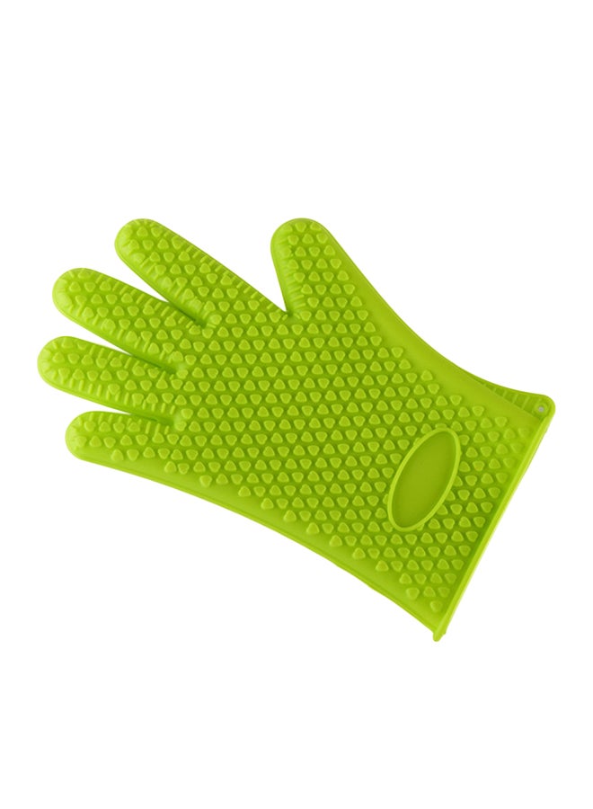 Generic Non-Slip Insulated Silicone BBQ Grill Glove Green 30 x 3 x 20cm 