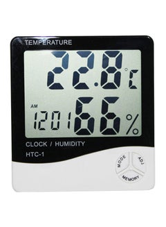 مقياس رطوبةٍ رقمي ومقياس حرارةٍ بشاشة LCD . أسود / أبيض 17.3 x 3.5 x 12.8سم