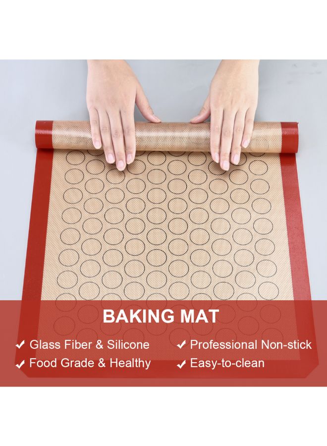 Reusable Silicone Macaron Baking Mat Red/Beige 42 x 1 x 29.5cm  - Image 3