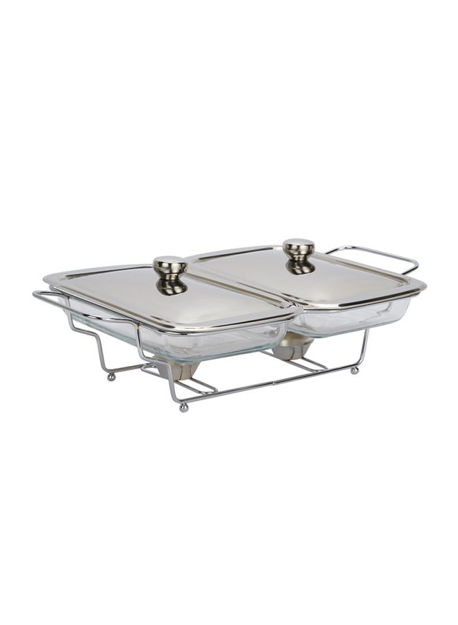 Home Box Wellshine Twin Food Warmer Bowl clear/silver - Image 1