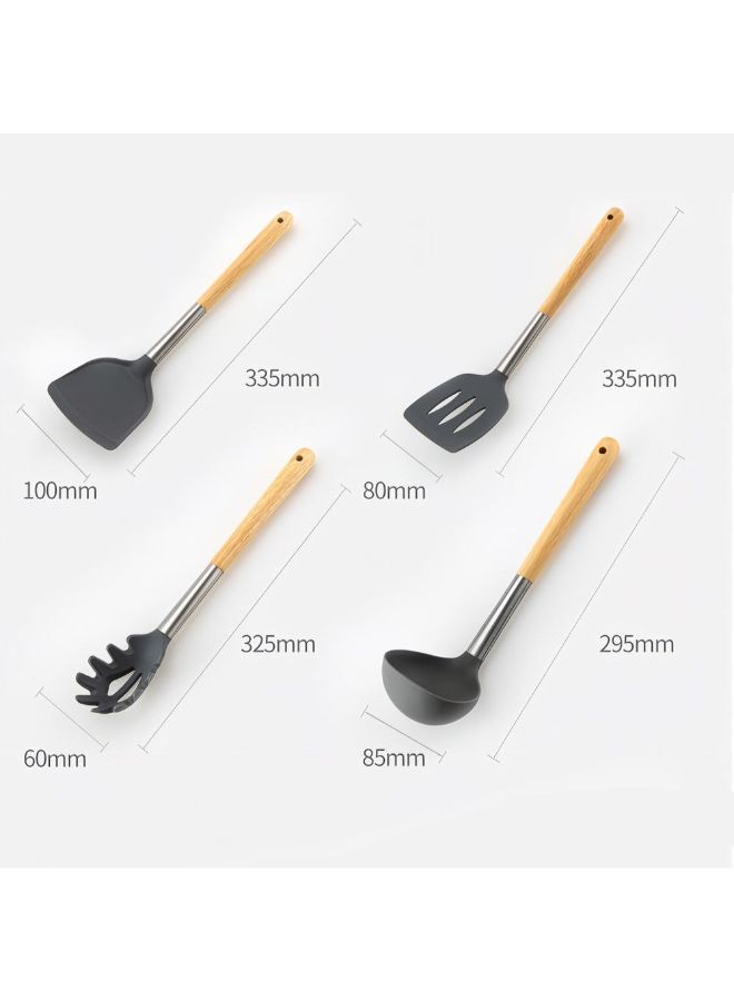 مجموعة أدوات مطبخ مصنوعة من الكتان ومكونة من 5 قطع أسود/بني - Image 2