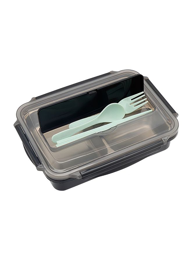 3-Grid Microwave Leakproof Lunch Box Black 26 x 6 x 20cm - Image 1