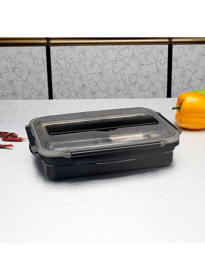3-Grid Microwave Leakproof Lunch Box Black 26 x 6 x 20cm - Image 2