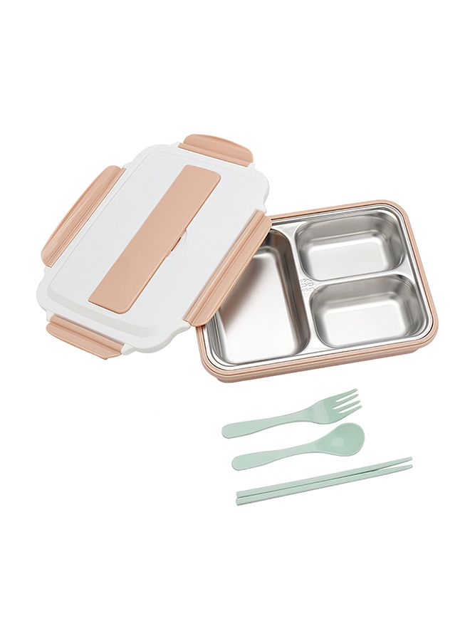 3-Grid Microwave Leakproof Lunch Box Pink/White 26 x 6 x 20centimeter - Image 1