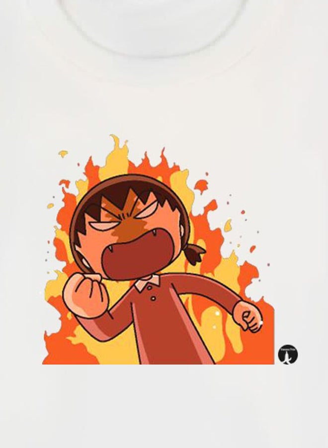 بي بي تيشيرت مطبوع بتصميم من سلسلة الرسوم المتحركة "Chibi Maruko-Chan" أبيض - Image 3