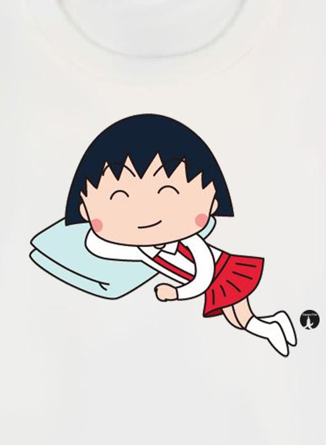 بي بي تيشيرت مطبوع بتصميم من سلسلة الرسوم المتحركة "Chibi Maruko-Chan" أبيض - Image 3