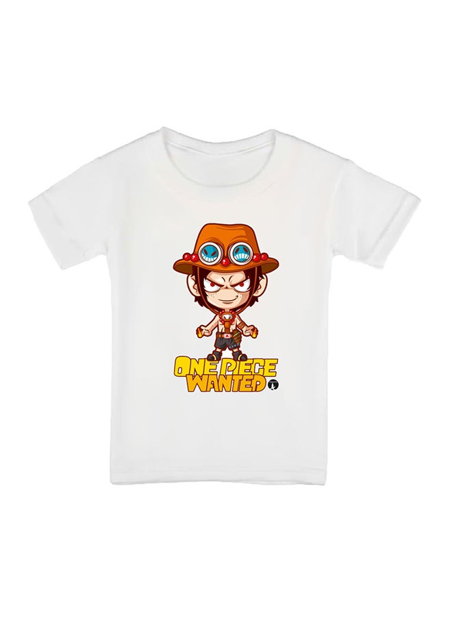 بي بي تيشيرت مطبوع بتصميم من مسلسل الرسوم المتحركة One Piece أبيض - Image 1