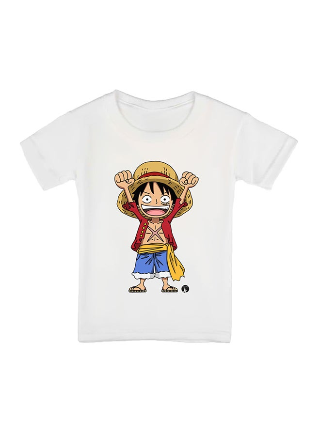 بي بي تيشيرت مطبوع بتصميم من مسلسل الرسوم المتحركة One Piece أبيض - Image 1