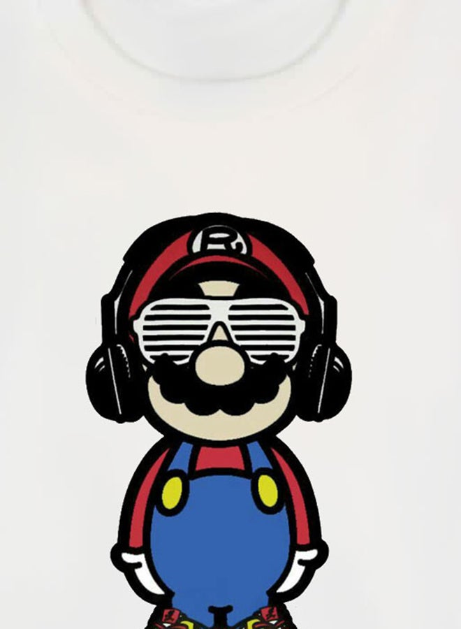 بي بي تيشيرت بطبعة شخصية سوبر ماريو من لعبة الفيديو أبيض - Image 3