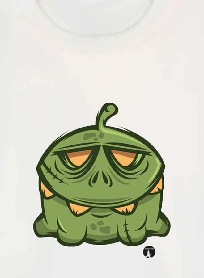 بي بي تيشيرت مطبوع برسمة من لعبة الفيديو "Cut The Rope" أبيض - Image 3