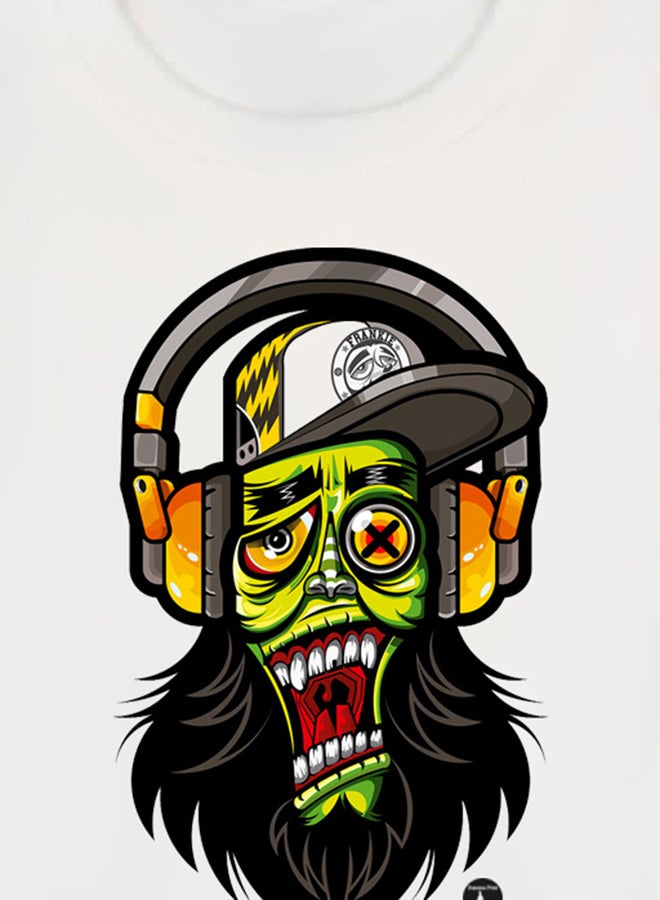 بي بي تيشيرت مطبوع برسمة زومبي أبيض - Image 3