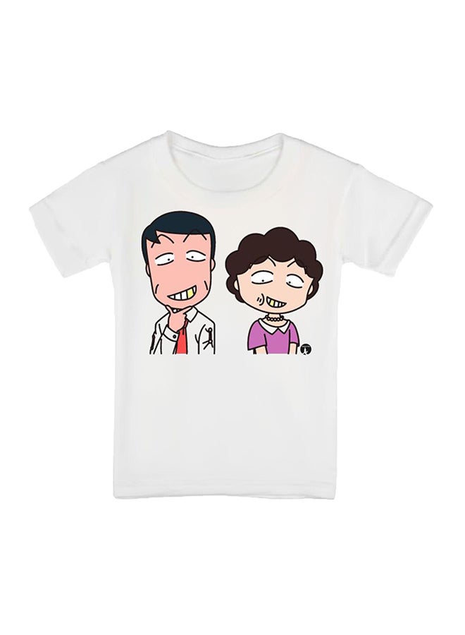 بي بي تيشيرت مطبوع بتصميم من سلسلة الرسوم المتحركة "Chibi Maruko-Chan" أبيض - Image 1