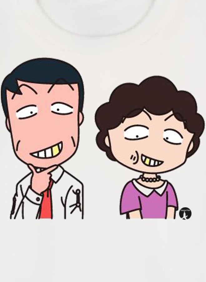 بي بي تيشيرت مطبوع بتصميم من سلسلة الرسوم المتحركة "Chibi Maruko-Chan" أبيض - Image 3