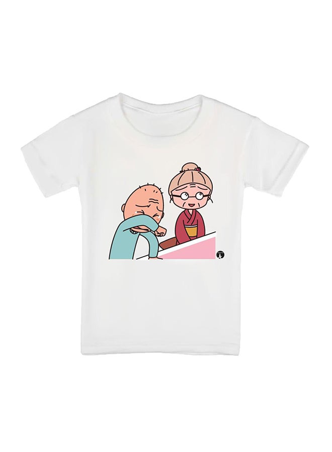 بي بي تيشيرت مطبوع بتصميم من سلسلة الرسوم المتحركة "Chibi Maruko-Chan" أبيض - Image 1