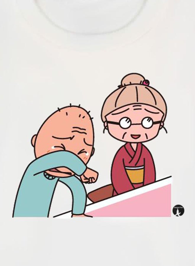 بي بي تيشيرت مطبوع بتصميم من سلسلة الرسوم المتحركة "Chibi Maruko-Chan" أبيض - Image 3