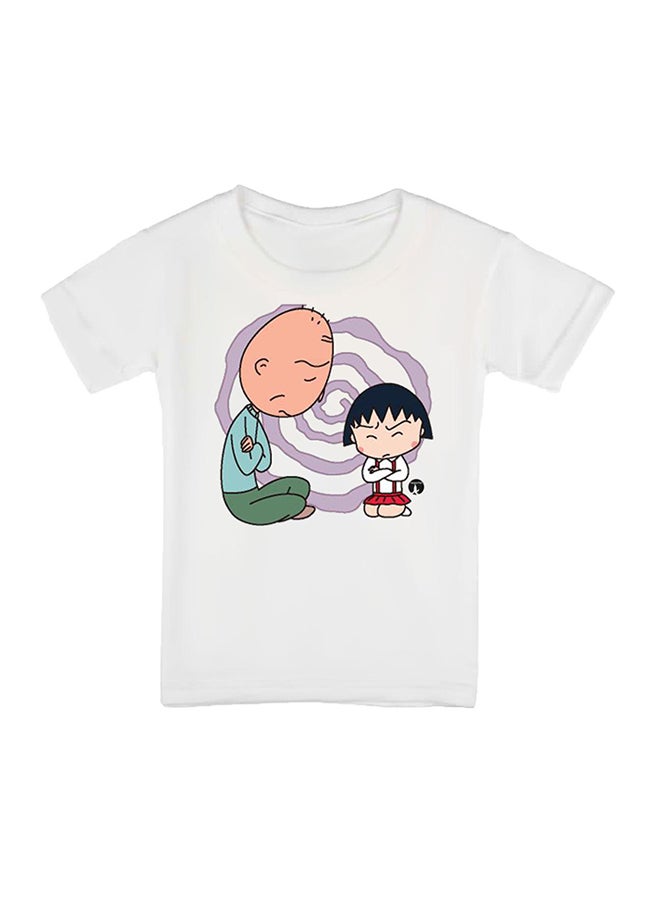 بي بي تيشيرت مطبوع بتصميم من سلسلة الرسوم المتحركة "Chibi Maruko-Chan" أبيض - Image 1