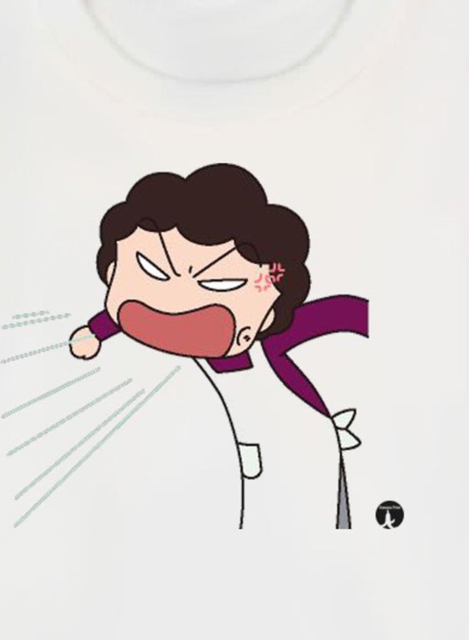 بي بي تيشيرت مطبوع بتصميم من سلسلة الرسوم المتحركة "Chibi Maruko-Chan" أبيض - Image 3