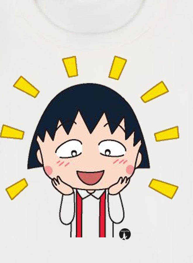 بي بي تيشيرت مطبوع بتصميم من سلسلة الرسوم المتحركة "Chibi Maruko-Chan" أبيض - Image 3